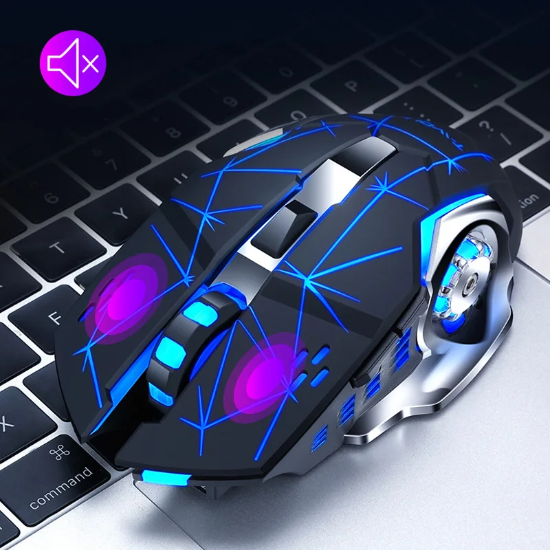 

Wireless Gaming Mouse Silent 2400DPI Rechargeable Computer Optical LED Game Mice USB Games Mouse LOL for Pro Gamer PC Laptop