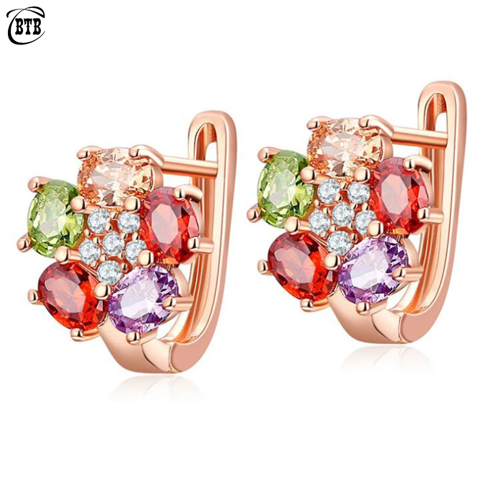 Модные Разноцветные серьги с натуральным цирконием милые свадебные ювелирные