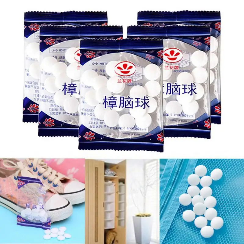 

1000PCS Camphor Balls Pest Control Wardrobe Drawer Deodorizer Natural Mothballs Anti-mold Insect-resistant Shoes Odor Removal