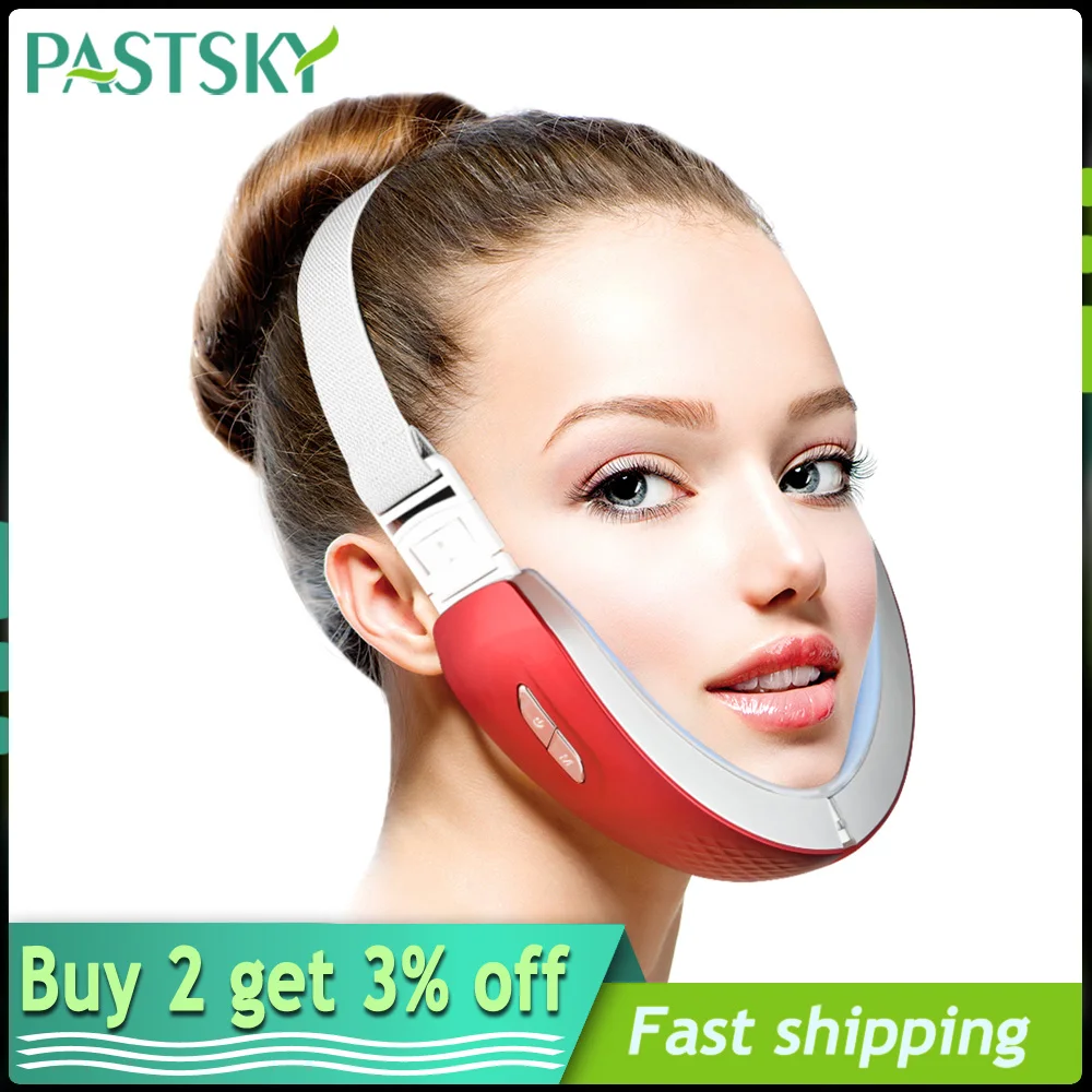 

EMS Face Lift Machine Red Blue LED Photon Heating Therapy Face Slimming Vibration Massager V Shape Facial Lifting Device