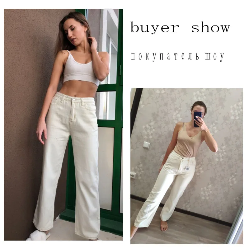 Toppies 2021 spring White Jeans women Denim pants High Waist Trousers korean mom Streetwear | Женская одежда