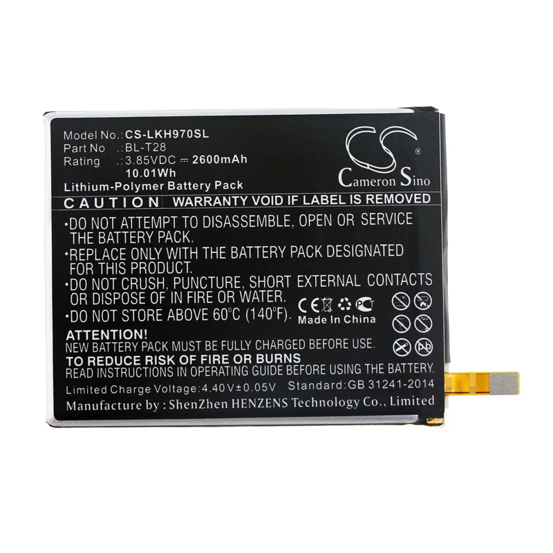 Аккумулятор Cameron Sino для LG CV5A H970 L-03K LMQ610EM LMQ610EMW LMQ610FS LMQ610NA LMQ610NM LMQ610YB Q610MA Q610TA Q7 Alpha |