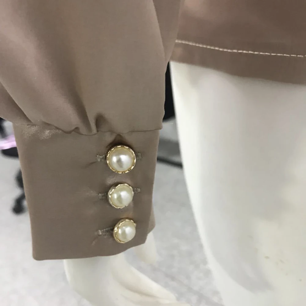 

Vintage White Shirt Women Silk Blouses Long Sleeve v Neck Female Summer Spring Shirt Street Shirts Casual Solid Colour