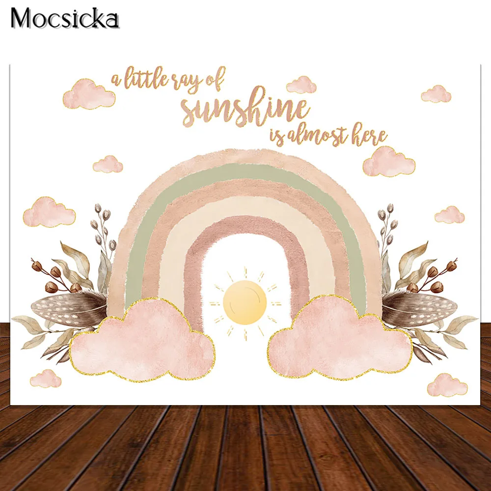 

Bohemian Theme Baby Shower Photography Backdrop Rainbow Girl Birthday Cake Smash Portrait Background Photo Studio Prop