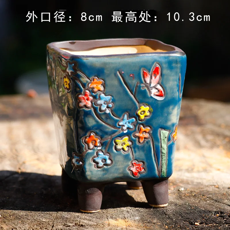 Ручная роспись креативный керамический цветочный горшок кашпо бонсай сад
