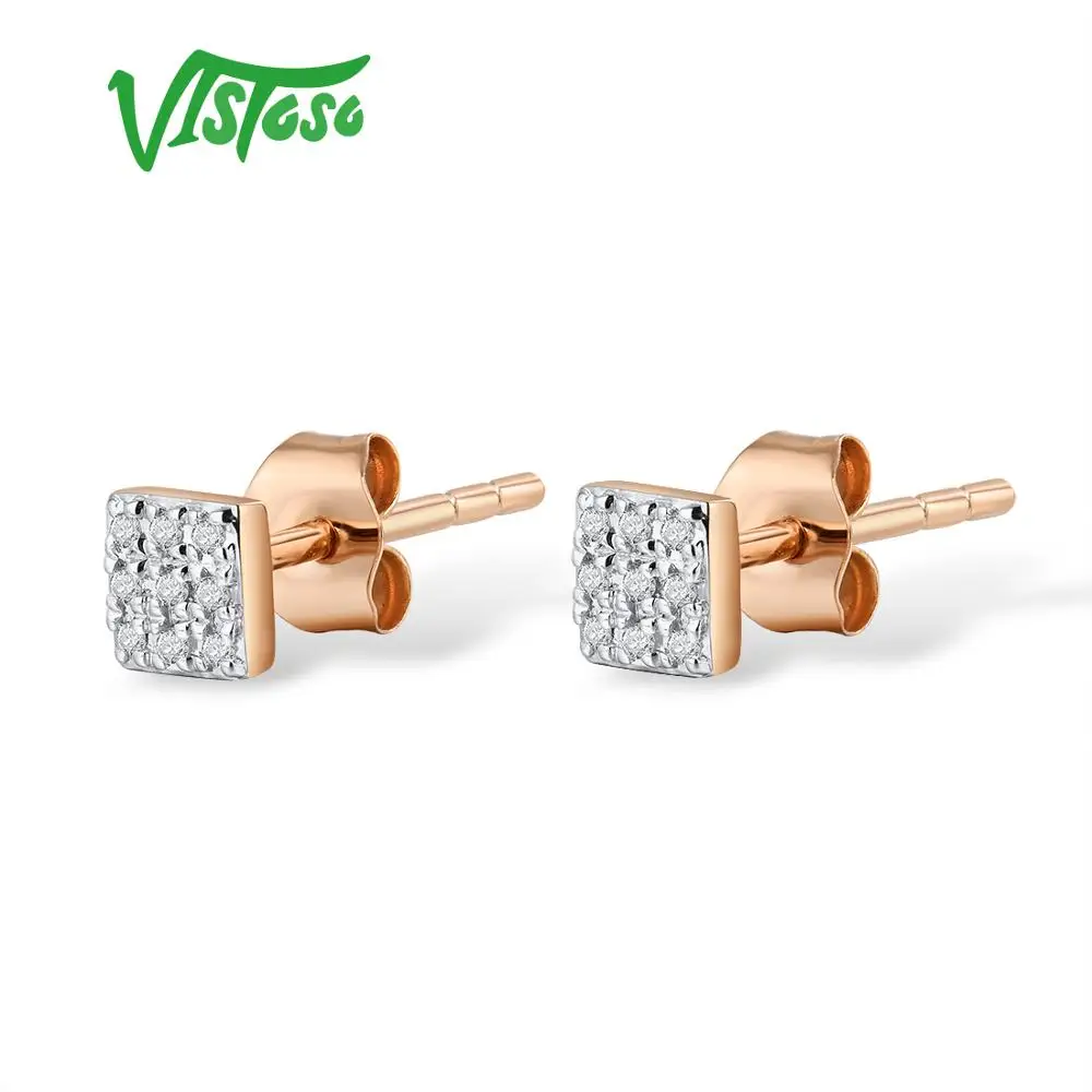 Серьги VISTOSO золотые для женщин 14 K 585 розовое золото сверкающие бриллианты изящные