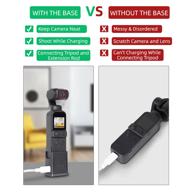 Адаптер с портами для зарядки 1/4 дюйма винтовым отверстием DJI Pocket 2/Osmo |