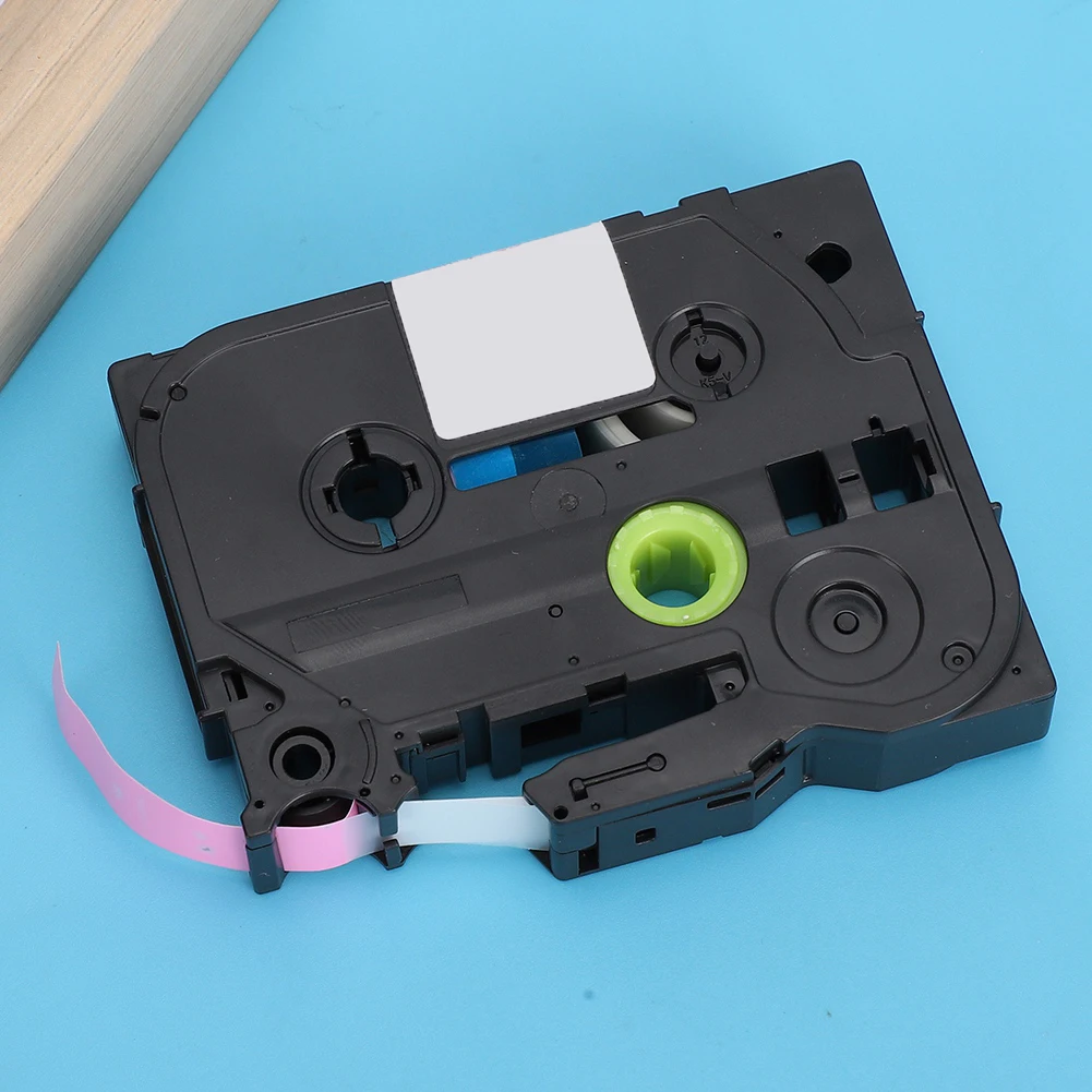 Термопечатная лента белый на розовом фоне 12 мм для машины нанесения этикеток