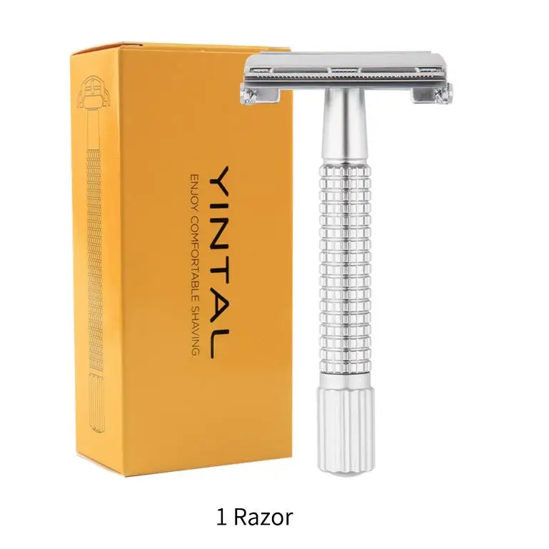 1 razor YINTAL мужской бритвенный набор безопасное лезвие ручное бритва Scheermes классический уход за лицом Rasoir старый двойной край бритвы - Цвет: 1 razor