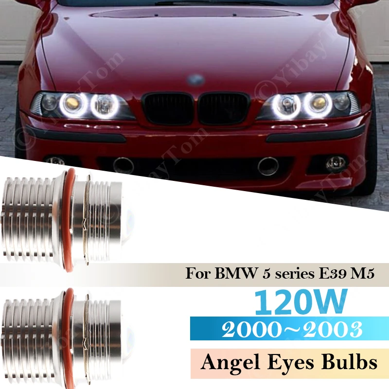 

Headlight E63 E64 E65 E66 E53 E60 E61 E87 E83 120W Pair Error Free Angel eyes bulb For BMW 5 series E39 M5 2000~ 2003 LED Marker