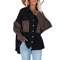 women denim coat turn down collar single breasted leopard loose cardigan womens top casual shirt jacket