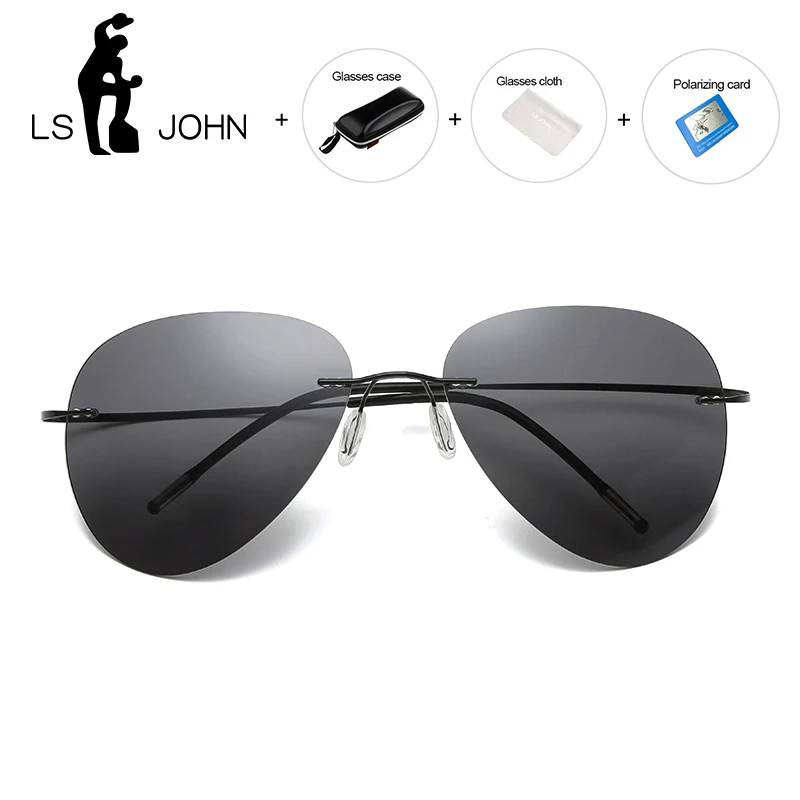 Мужские и женские очки авиаторы LS JOHN солнцезащитные без оправы из титанового