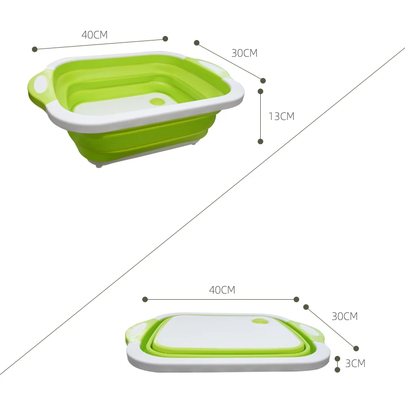 Folding Chopping Board Collapsible Cutting Kitchen Washable Basin with Drain Stand Organizer |