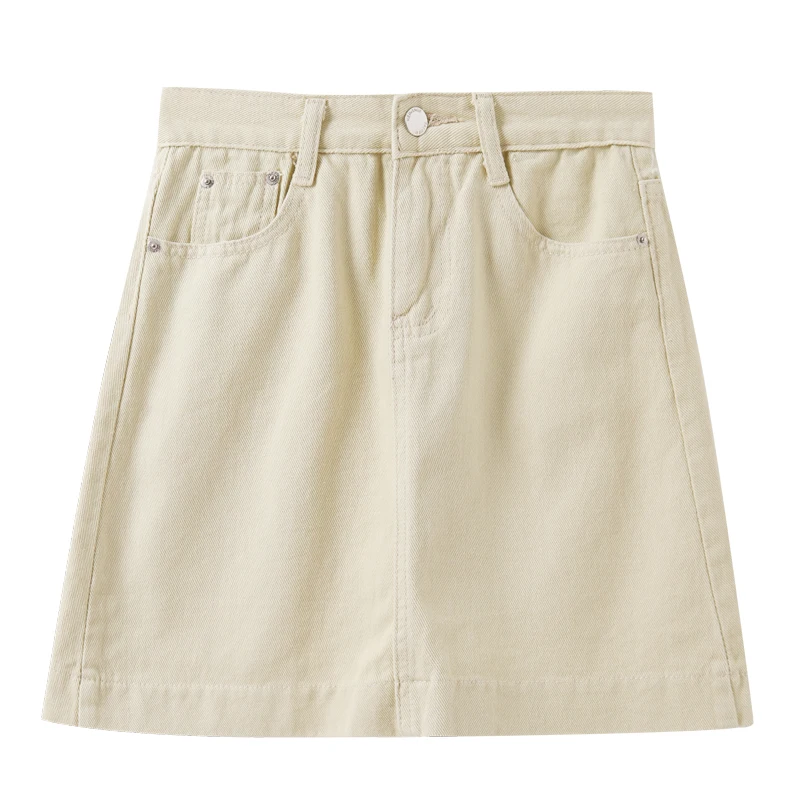 

Юбка-трапеция WERUERUYU Женская однотонная, шикарная облегающая мини-юбка с завышенной талией, Повседневная джинсовая в Корейском стиле, на лет...