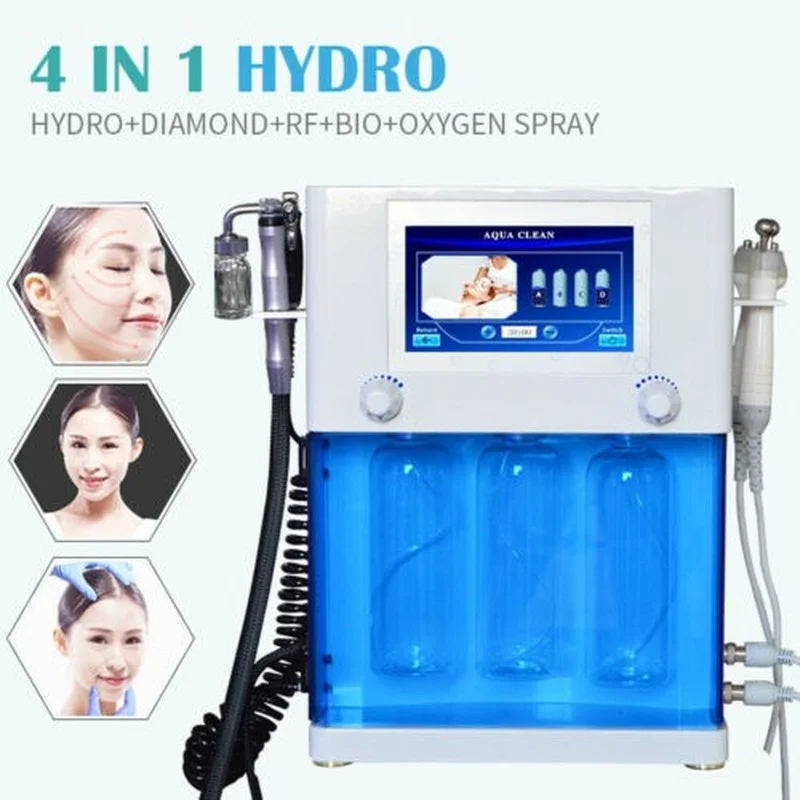 

4 в 1 гидродермабразия кислородный спрей Алмазный дермабразия пилинг био RF подтягивание кожи омоложение красоты лица спа-машина