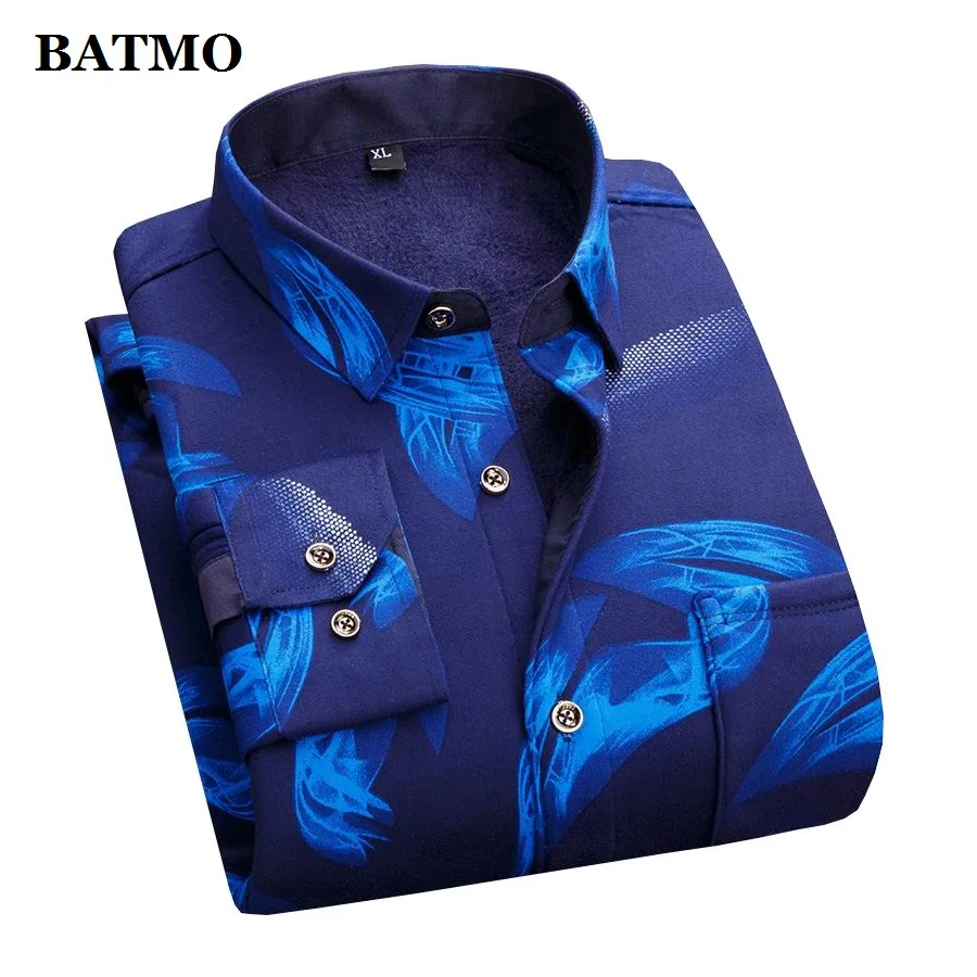 BATMO Новое поступление зимние высококачественные толстые повседневные рубашки в клетку мужские теплые рубашки с принтом Большие размеры CS15