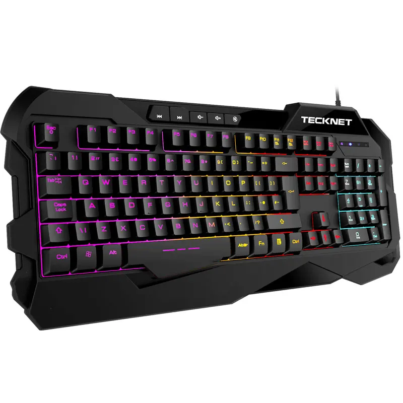Black TeckNet игровая клавиатура механическое ощущение анти-ореолы игровые клавиатуры светящаяся подсветка английская раскладка клавиатура для геймера - Цвет: Black