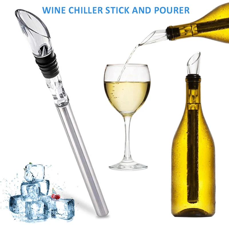 

1 Pc Stainless Steel Wine Bottle Cooler Chiller Stick Leakproof Beer Beverage Frozen Rod Stick Ice Cooling Cooler Pourer Stopper