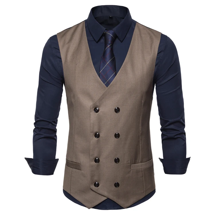 

Men Suits Vest Grey Navy V Neck Back Embroidery Single-Breasted Satin Solid Slim Fit For Daily Simple Waistcoats Clothing