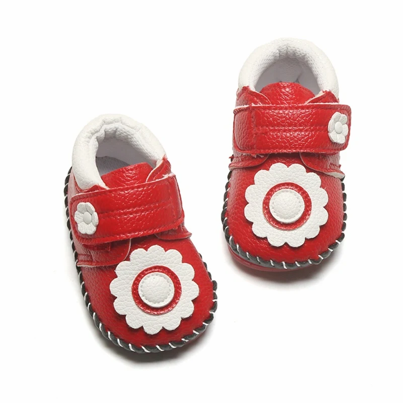 

2019 Autumn Baby Girls Flower Shoes Newborn Lovely Flower Soft Soled Non-slip Footwear PU Baby Shoes 0-12M First Walkers