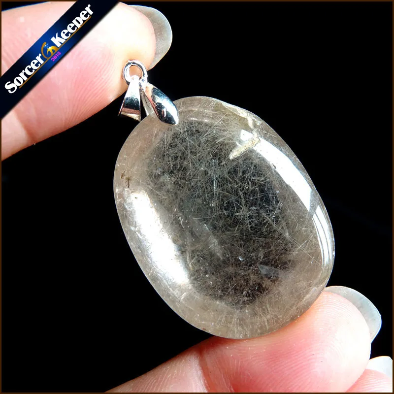 Подлинное натуральное золото рутилированный кварц кристалл Кабошон ожерелье