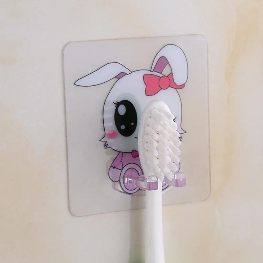 

4pcs Wall-Mounted Cartoon Animal Toothbrush Wall Holder Suction Cup Shaver Rack Bathroom Supplies Accessories