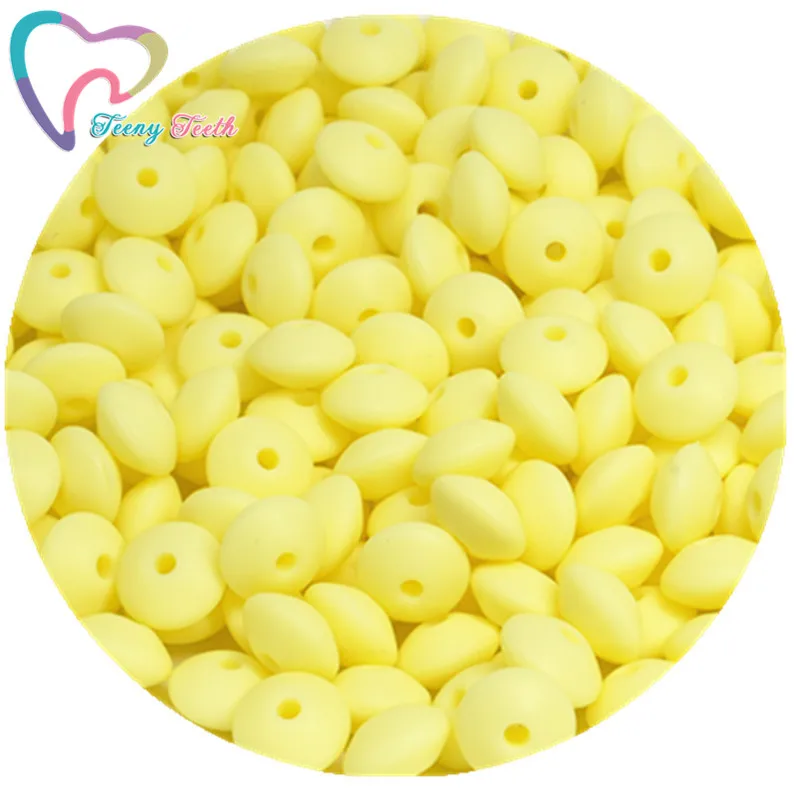 Cream Yellow Teeny Teeth 20 шт. Силиконовые Прорезыватели для зубов Abacus бусины в форме чечевицы DIY цепочка для прорезывания зубов красочные чечевицы Силиконовые Прорезыватели блюдца свободные бусины - Цвет: Cream Yellow