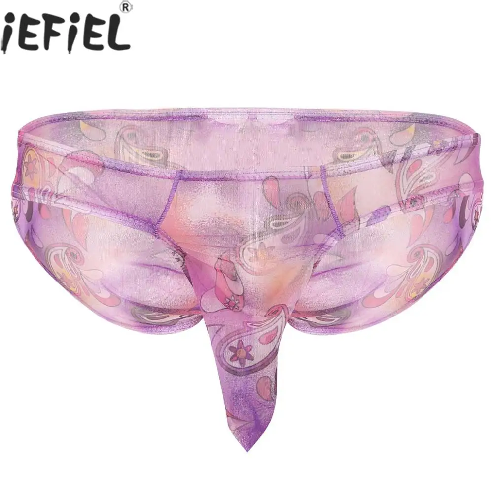 

Мужские трусы брифы с заниженной талией, синие прозрачные трусы с цветочным принтом, с заниженной талией и закрытым пенисом, сексуальное ни...