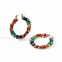 european and american hot sale earrings crystal multicolor hoop earrings alloy antique plating earrings factory direct supply