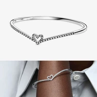 925 sterling silver shining love wishbone panbracelet suitable for ladies to wear original diy european jewelry