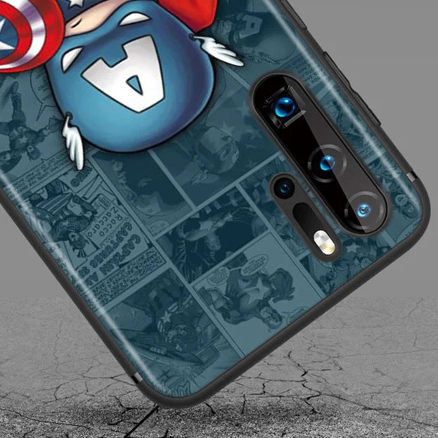 

Marvel Avengers Super Hero Cartoons For Huawei P50 P40 P30 P20 P10 P9 P8 Lite Mini E 5G Pro Plus TPU Silicone Black Phone Case