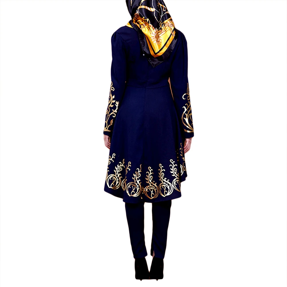 National Style Women Muslim Gown Abaya Long Sleeve Print Fish Tail Hem Dress Jilbab Kaftan | Тематическая одежда и