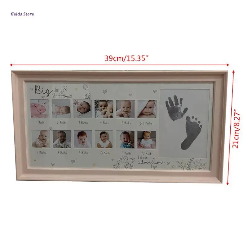 

Baby 12 Months Hand Foot Print Commemorative Photo Frame Newborn Growth Record