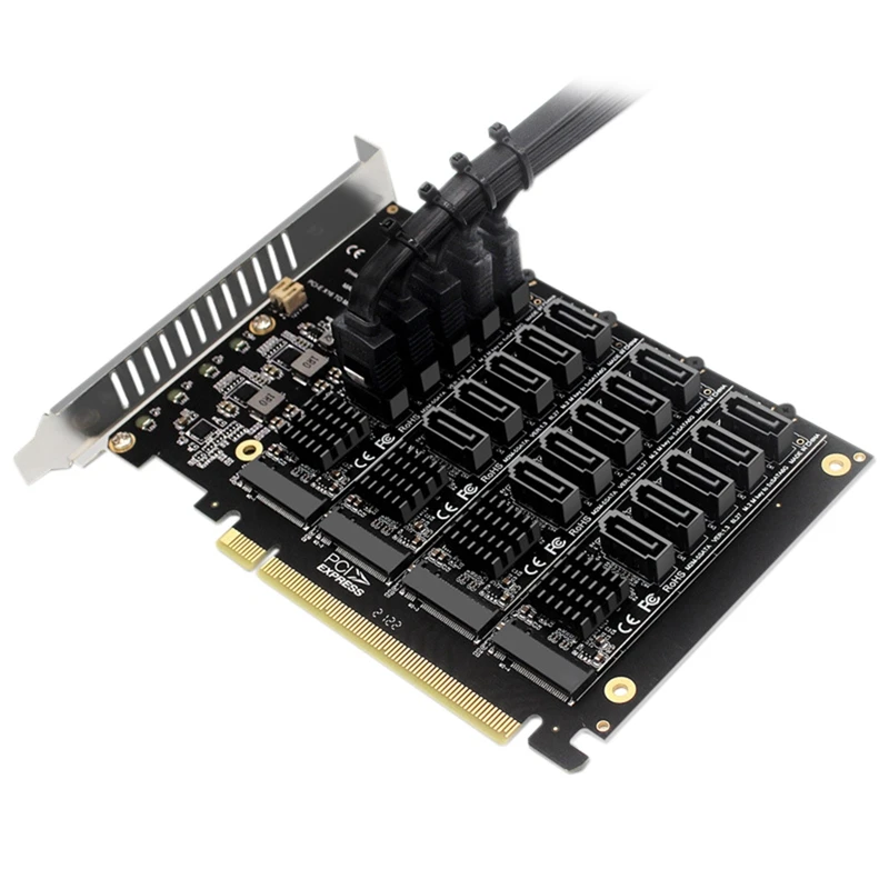

PCI-E SATA карта PCIE X16 NVME M.2 RAID расширения до SATA 20-портовый адаптер карта JMB585 чип
