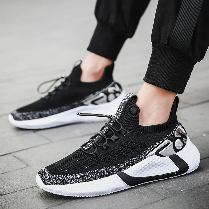 

Men Sneakers Black Gold Mesh Breathable Running Sneakers Male Lace-up Non-slip Men Low Sneakers Casual Men Shoes