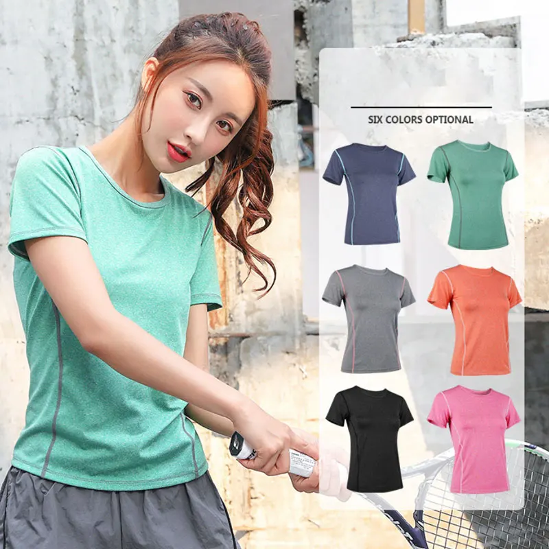 

Sports T-shirt Woman Yoga Short Sleeve Fitness Tops Loose Sports Fitness Shirts Quick Dry Running Shirts