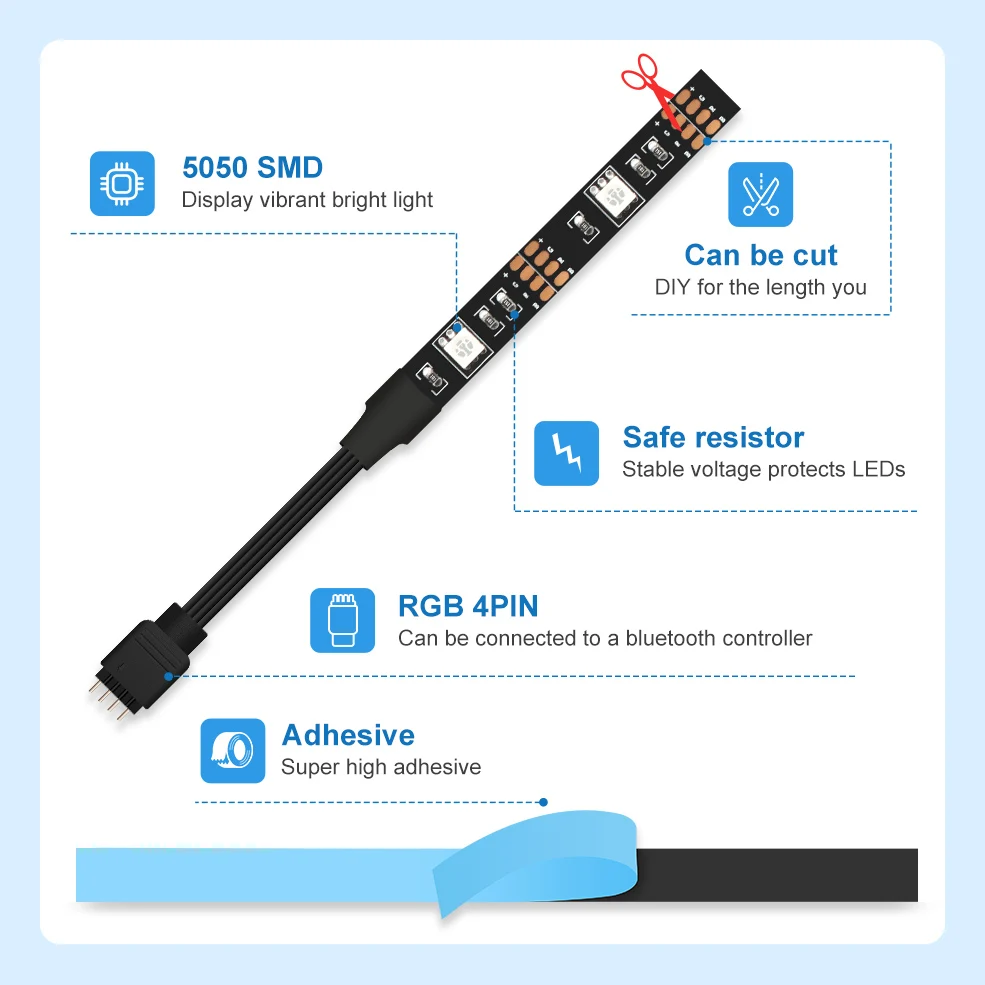 Wi Fi USB RGB Светодиодные ленты 50 см 1 м 2 3 4 5 Tuya Smart Life гибкий светильник ТВ Настольный