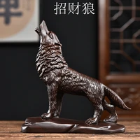 40cm large top decorative art auspicious talisman home company good luck handmade wood carving wolf sculpture statue