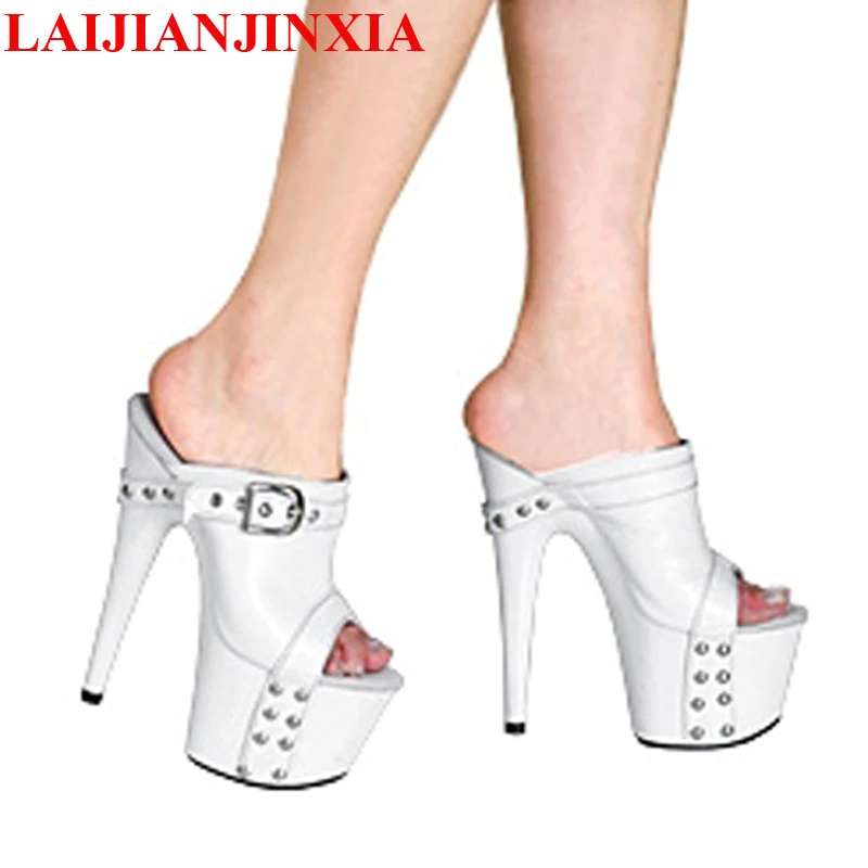 New Women's Platform Shoes 17cm Ultra High Heels Slippers Shoes 7 Inch Hand Made High Heel Dance Shoes