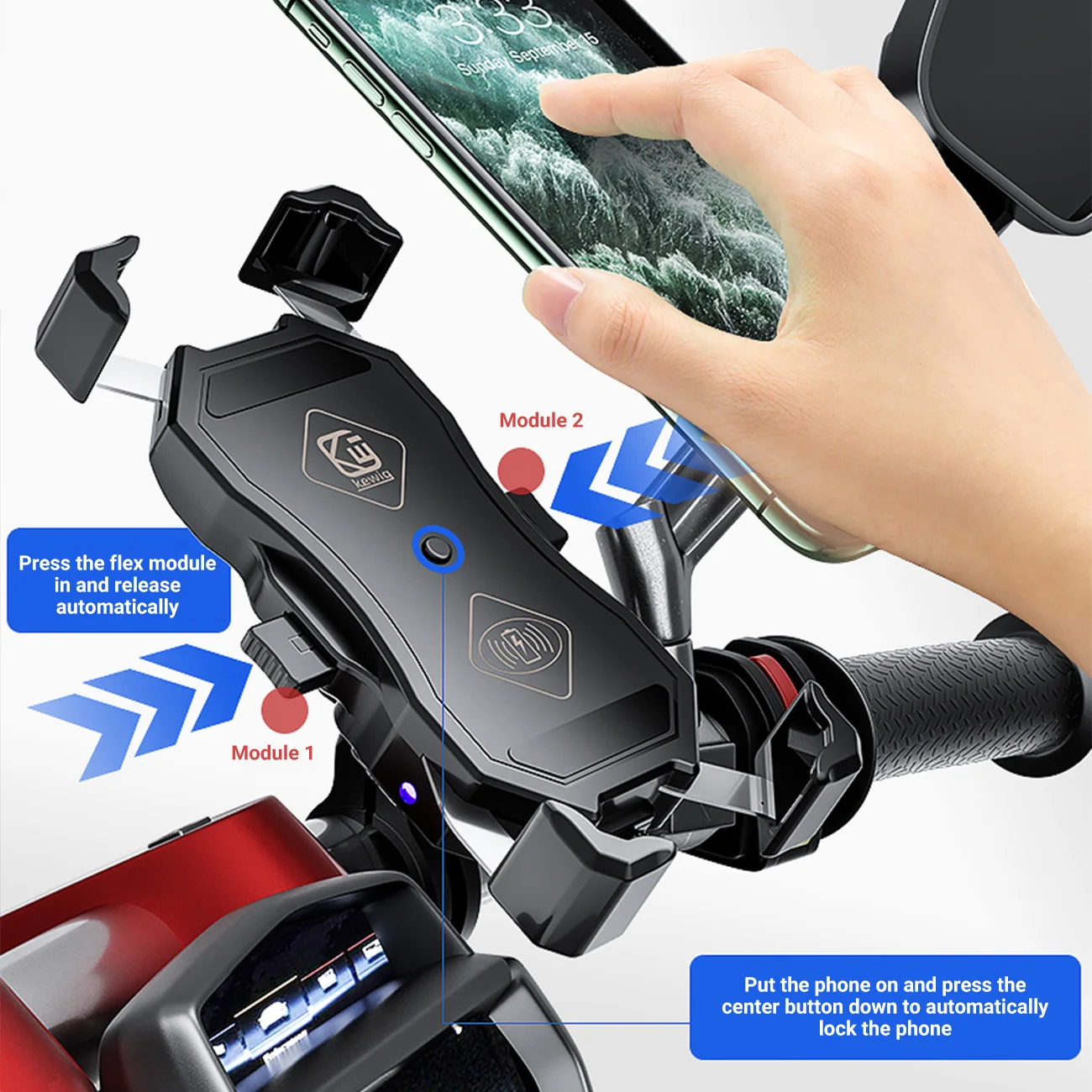 

Мотоциклетный держатель для телефона 15 Вт беспроводное умное зарядное устройство QC3.0 зарядка проводом 2 в 1