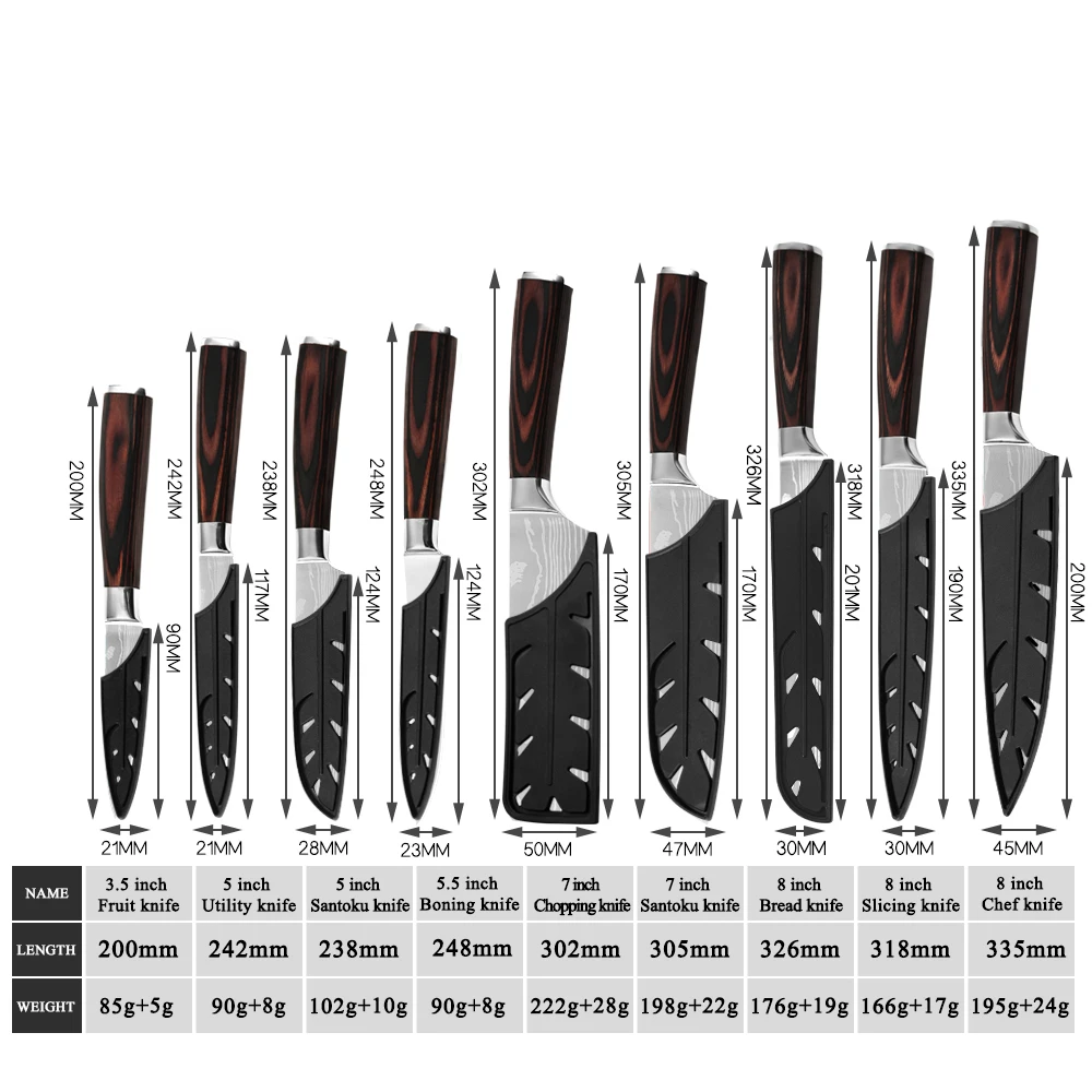 Набор кухонных ножей XYj сантоку шеф-ножи из нержавеющей стали мясницкий нож сумка