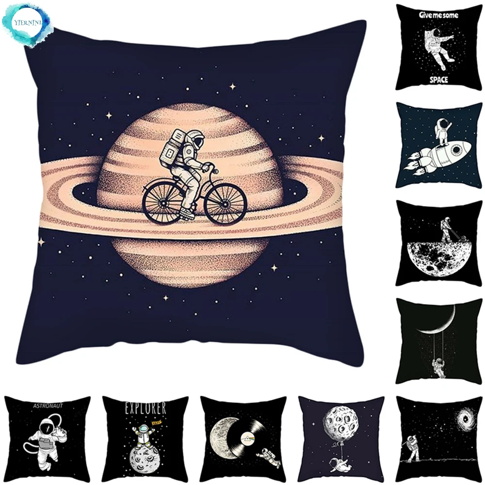 Космонавты и ракеты на Луну диван декоративная наволочка подушки Полиэстеровая