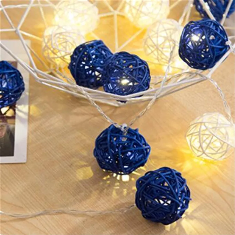 

Lovely 28Led 16.4ft Warm White Led White Dark Blue Rattan Ball String Lights Fairy Light for Indoor Christmas Tree Decorations
