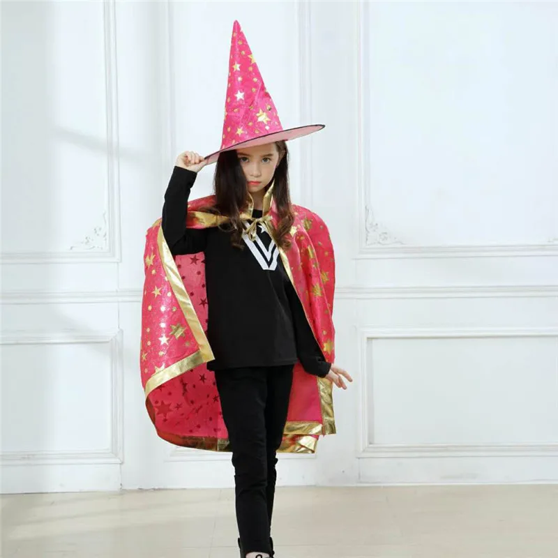 Плащ детский карнавальный волшебника с шапочкой костюмы ведьм на Хеллоуин |
