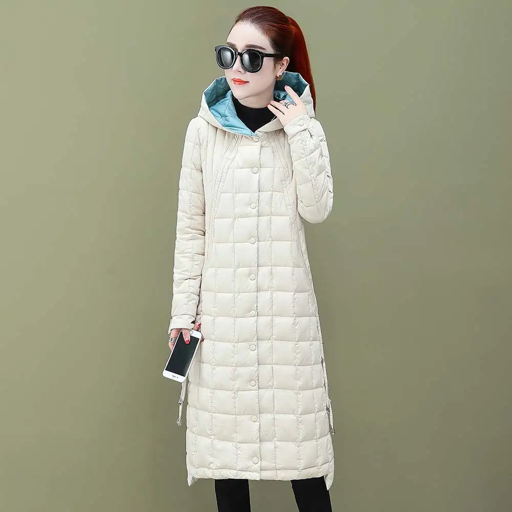 Женское Стеганое пальто из зимней коллекции теплая длинная парка до колена с