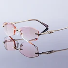 Женские модные очки для чтения, стразы, очки для чтения, компьютерная оправа для работы, без оправы, золотые пресбиопические оптические очки 004