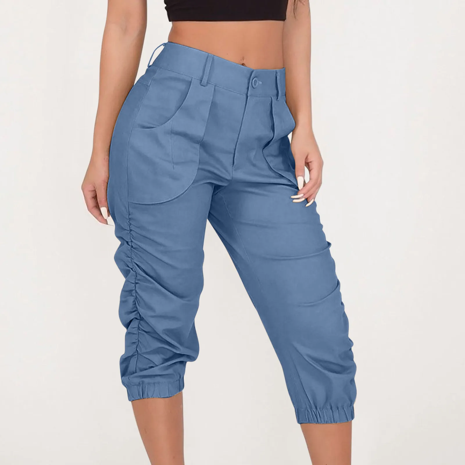 

Women's Casual Cropped Rrousers Harem Pants Beam Foot Pants Pocket Loose Joggers Sweatpants Sweatsuit Pants