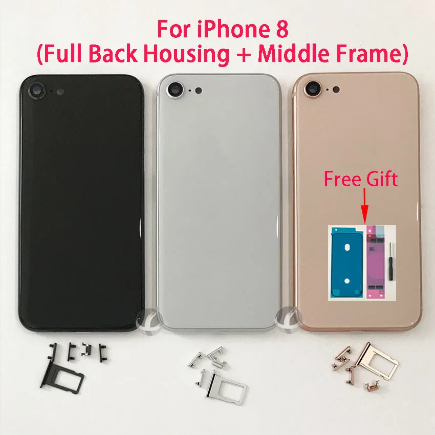 

EU Version Back Housing With LOGO + Middle Frame + Back Camera Lens For iPhone 8 8P Plus X XS Max XR XSM Rear Cover With Gift