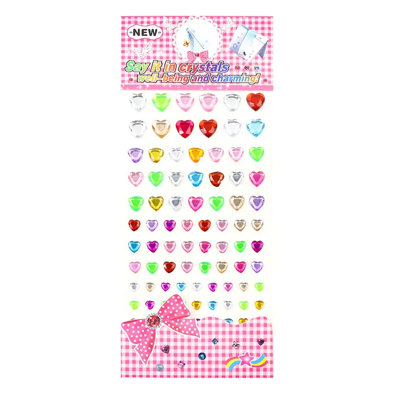 Акриловые наклейки с кристаллами для влюбленных разных размеров со стразами