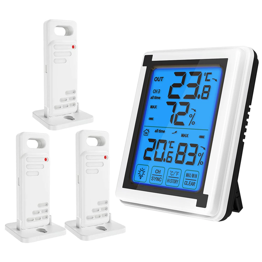 

Wireless Touch Screen Weather Station + Outdoor Forecast Sensor Backlight Thermometer Hygrometer Weather Station
